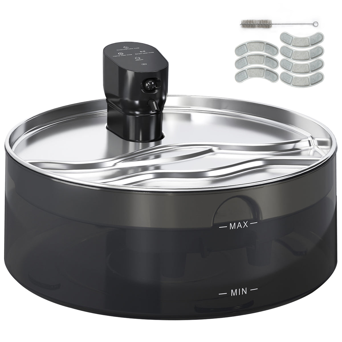 Cat water fountain 7L drinking fountain for cats with quiet pump LED activated carbon filter stainless steel