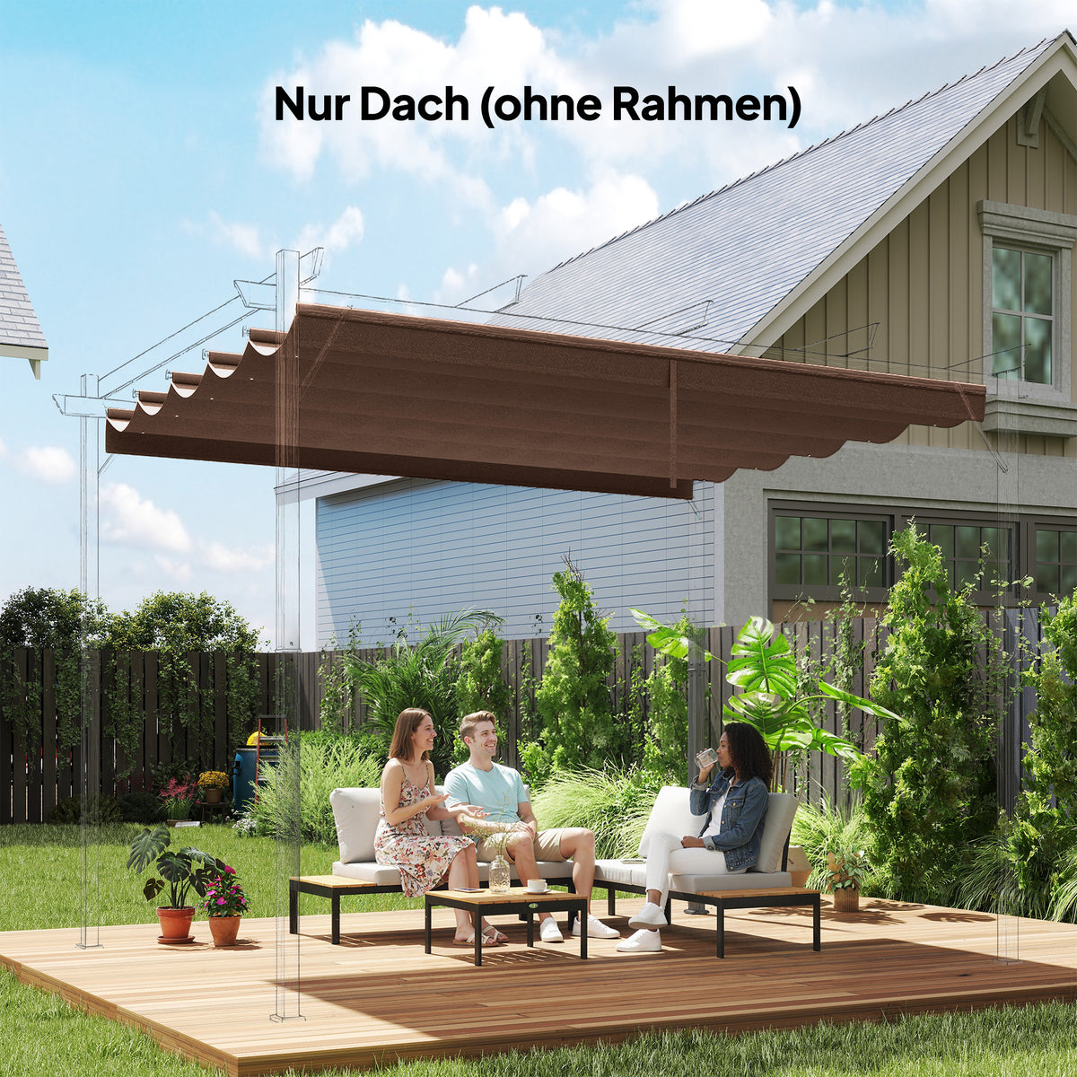 Replacement canopy for 3 x 3 m pergola, retractable, with rain drainage holes, weather-resistant, polyester, 250 (2)