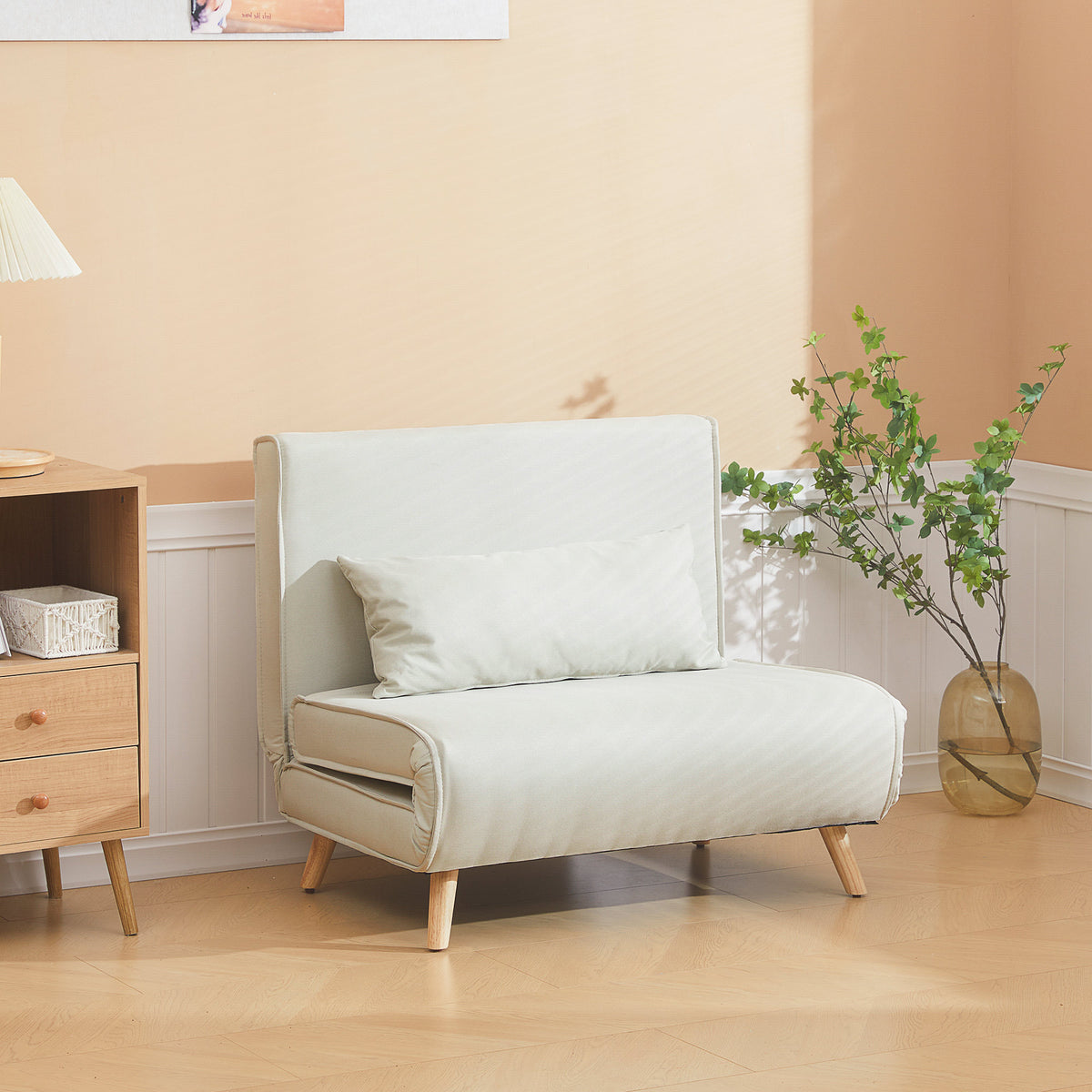 Single sofa sofa bed sleeper sofa folding sofa adjustable backrest lounge Nordic Scandinavian 25D foam home faux (2)