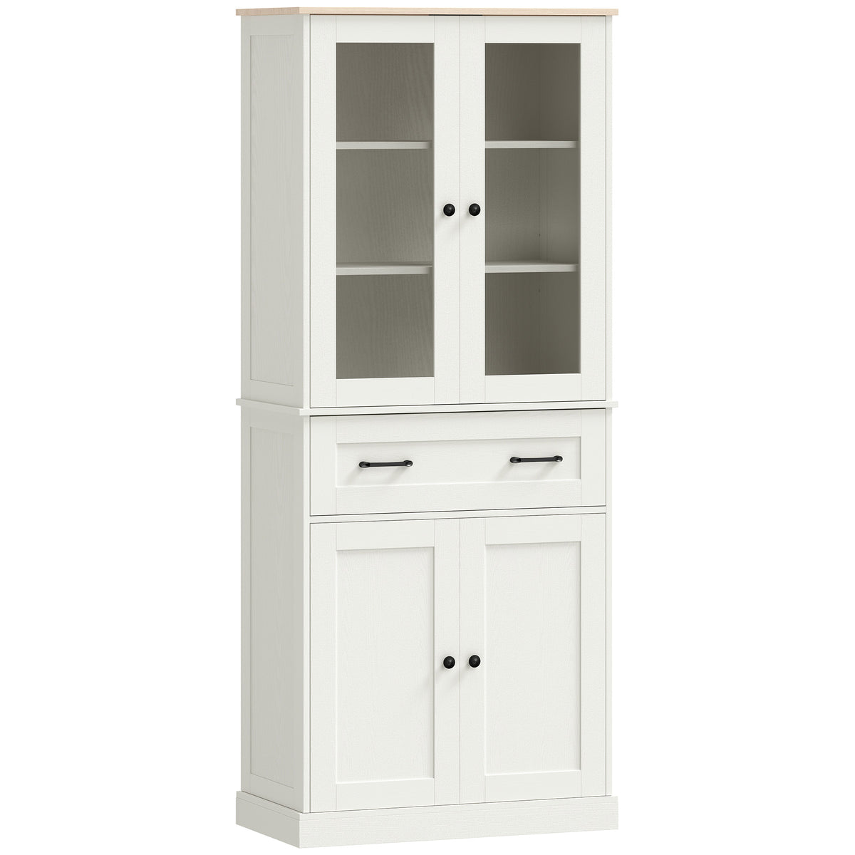 Freestanding kitchen cabinet, pantry cupboard with adjustable shelves and drawer for living room, dining room