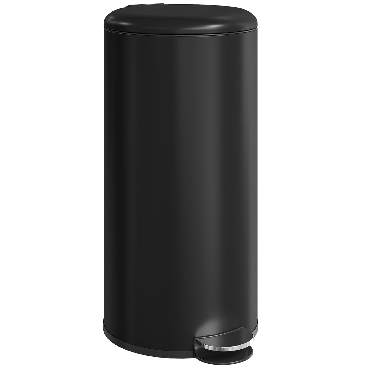 30L Trash Can Pedal Bin Waste Bin with Lid Foot Pedal Inner Bucket, Soft-Close Function 36 x 30 x 63.5 cm, Black