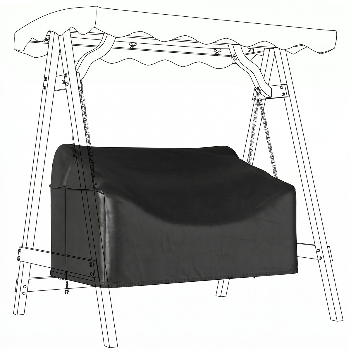 2-seater garden swing cover, waterproof protective cover, windproof and UV-resistant, 420D Oxford fabric