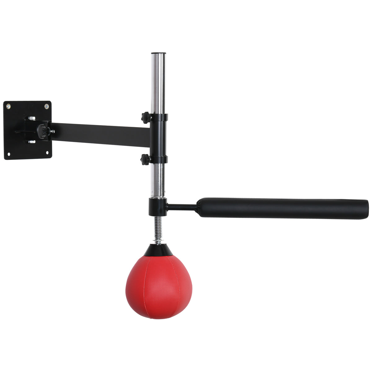 Boxing station with speed bag & reflex bar, wall-mounted, height-adjustable, black/red