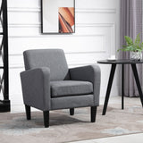Single armchair, recliner, upholstered armchair with wooden legs, linen-look fabric, 66 x 72 x 74 cm, light grey (2)