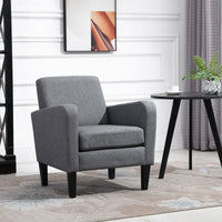 Single armchair, recliner, upholstered armchair with wooden legs, linen-look fabric, 66 x 72 x 74 cm, light grey (2)