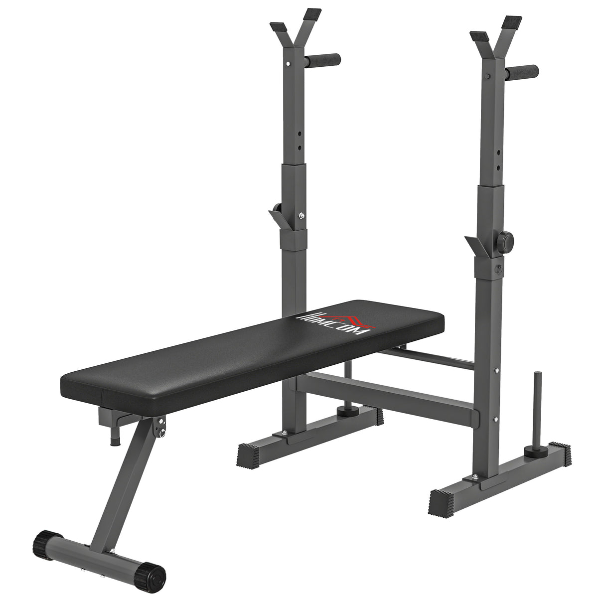 Weight bench, 8 positions, foldable, steel base, padded, faux leather, 98-122H x 140L x 73W cm, black/grey
