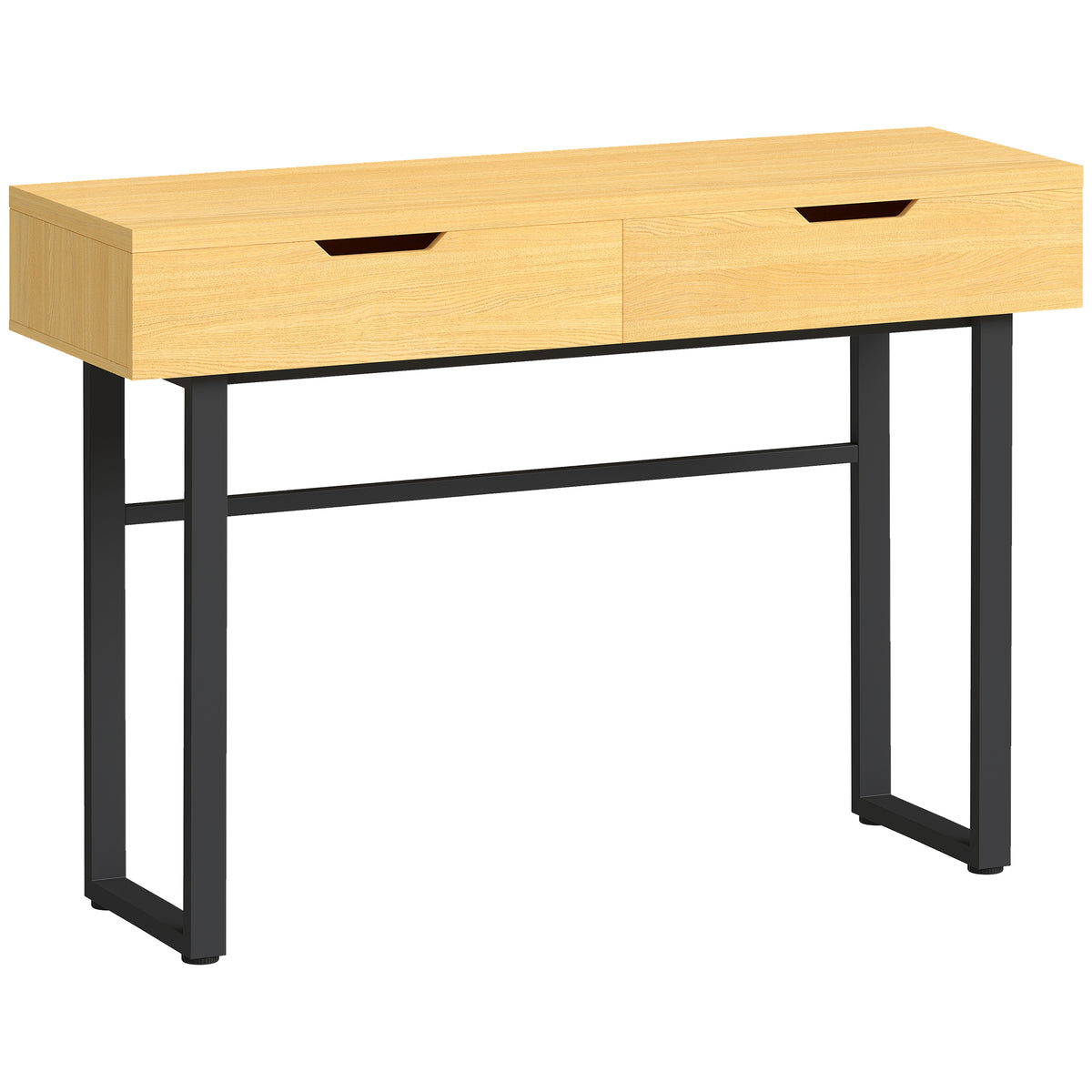 Console Table, Narrow Hallway Table with 2 Drawers, Metal Frame, for Hallway 110 x 35 x 76.5 cm Natural