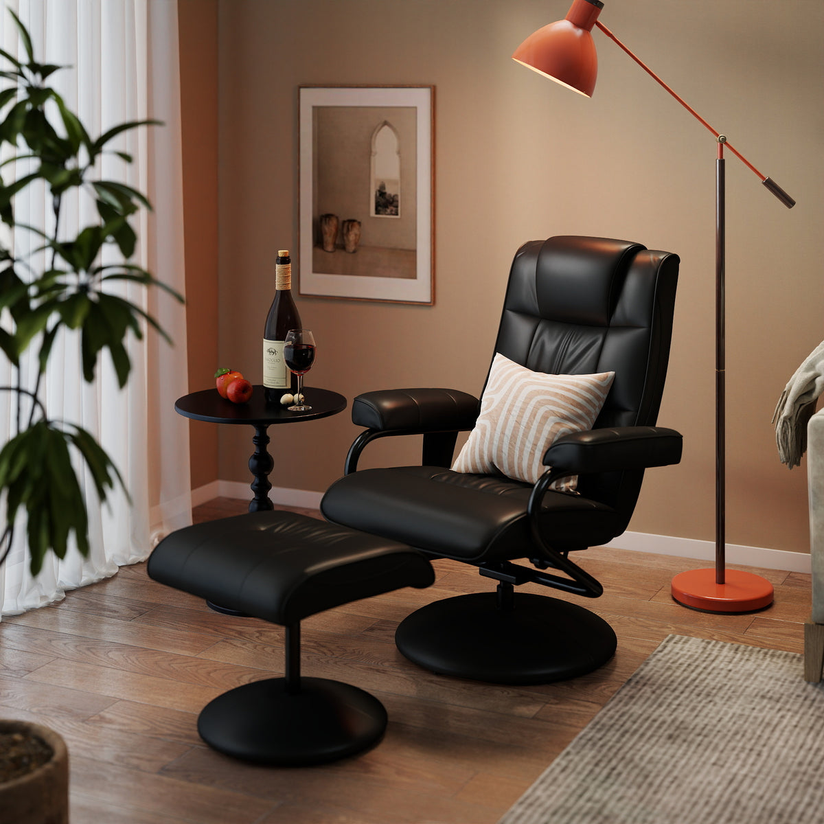 Massage chair with stool, swiveling recliner with massage function, electric TV chair with reclining function (2)