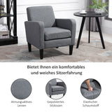 Single armchair, recliner, upholstered armchair with wooden legs, linen-look fabric, 66 x 72 x 74 cm, light grey (5)