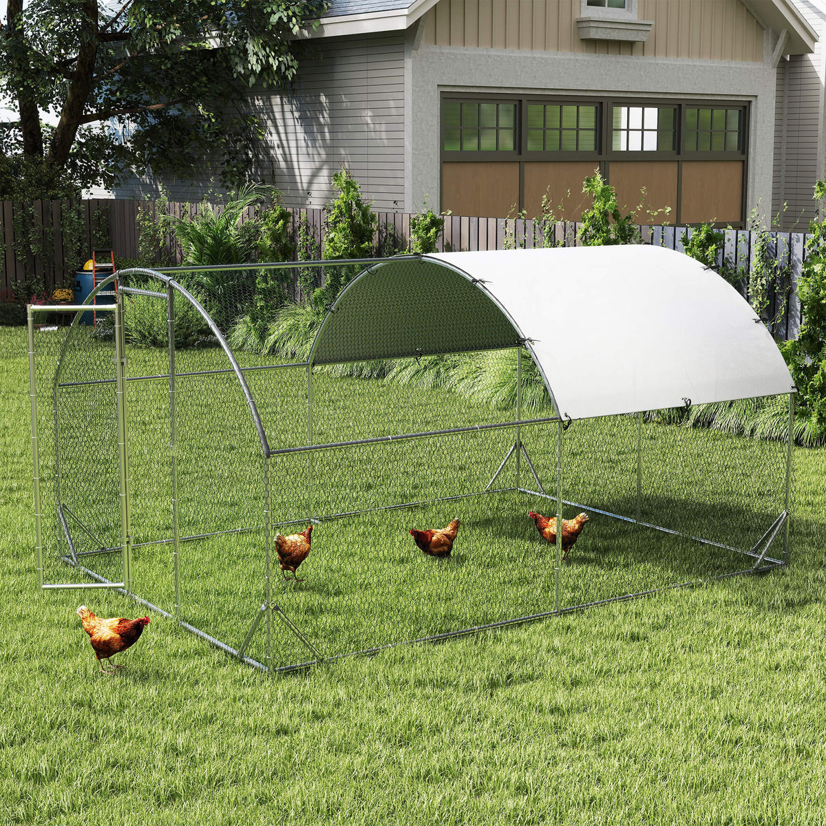 Enclosure for small animals, outdoor run for chickens, rabbits, ducks, stable construction, steel and Oxford (2)