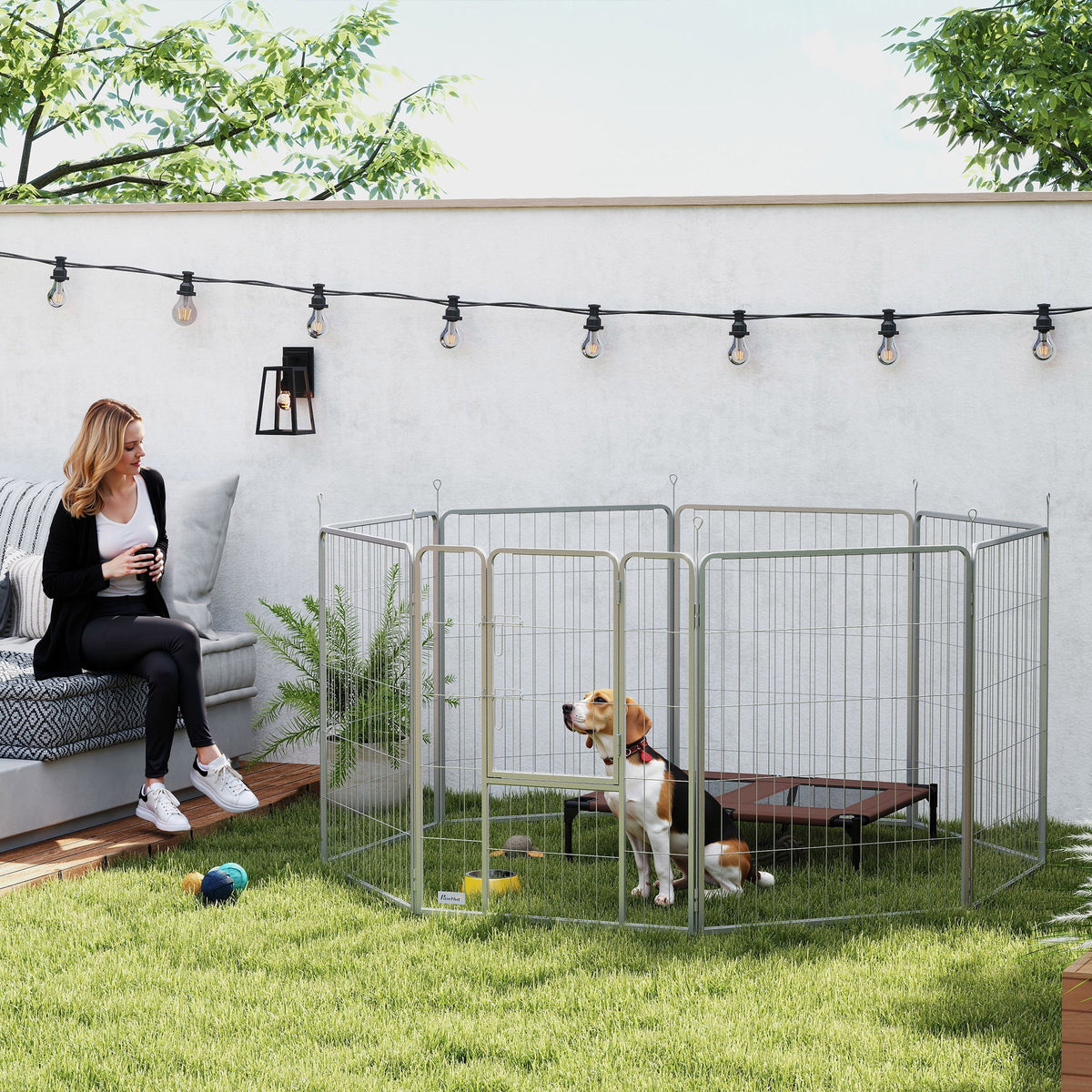 Pet enclosure, dog fence, pet playground, flexibly adjustable, stainless steel (2)