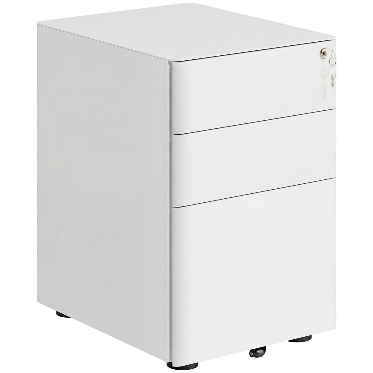 Mobile pedestal with 3 drawers, lockable filing cabinet on wheels, office cabinet with hanging file folder and