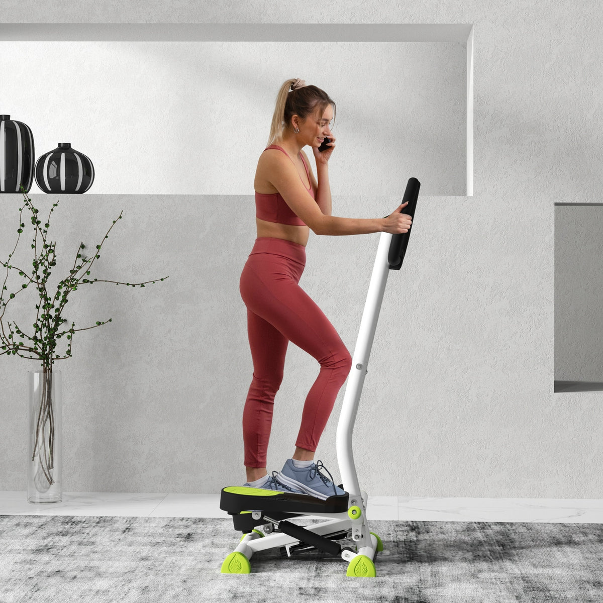 Stepper fitness machine, LCD monitor, non-slip pedals, steel and ABS, 55x44x108 cm, green and black (2)