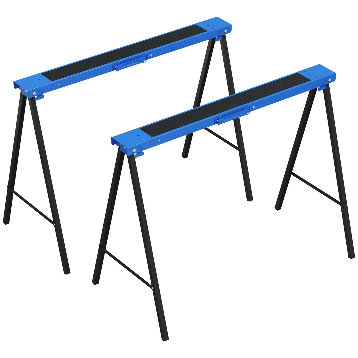 Set of 2 work trestles, craftsman stands, load capacity up to 250 kg, metal, blue
