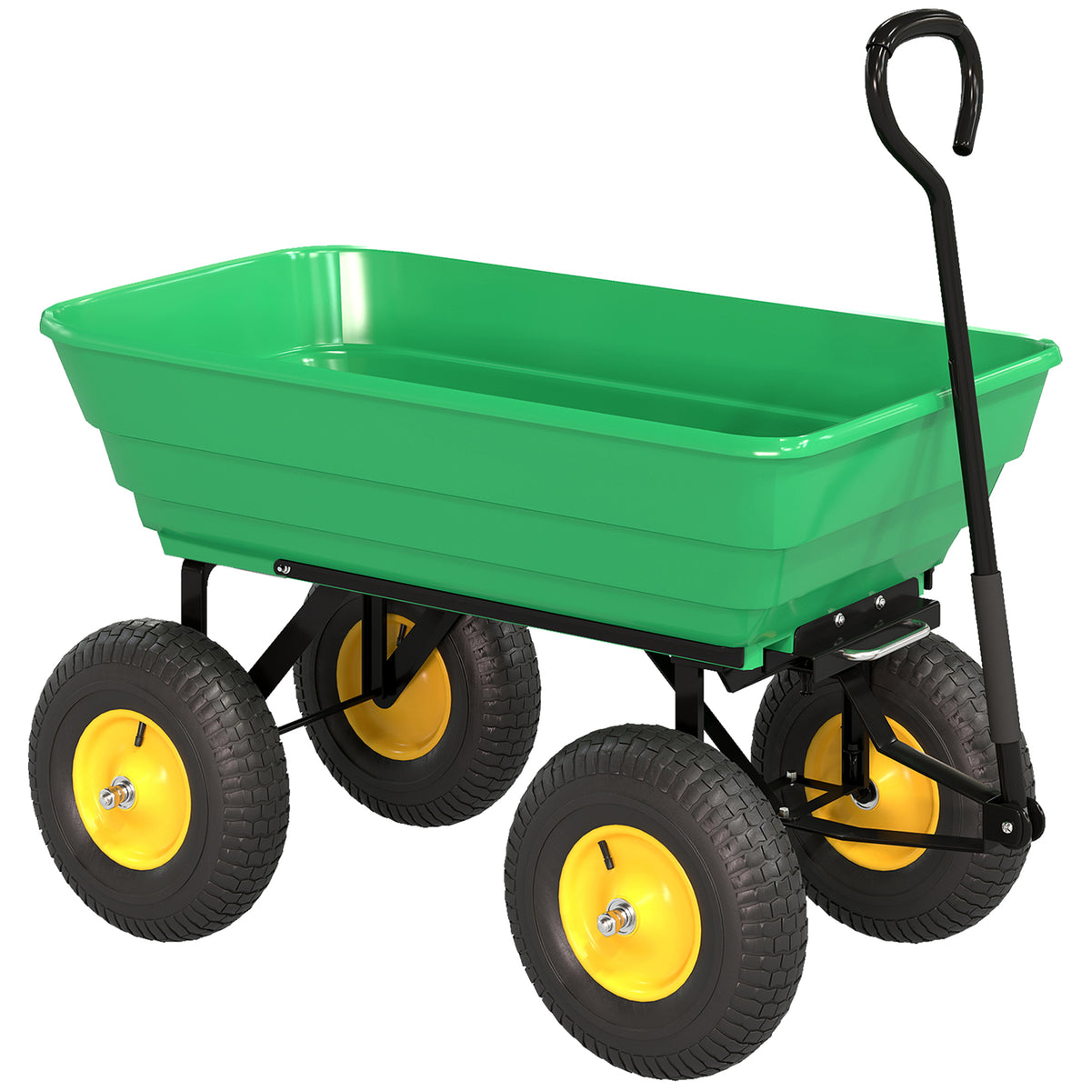 Garden cart with tipping function up to 200 kg, hand cart with 75-liter plastic tub, pull handle, pneumatic