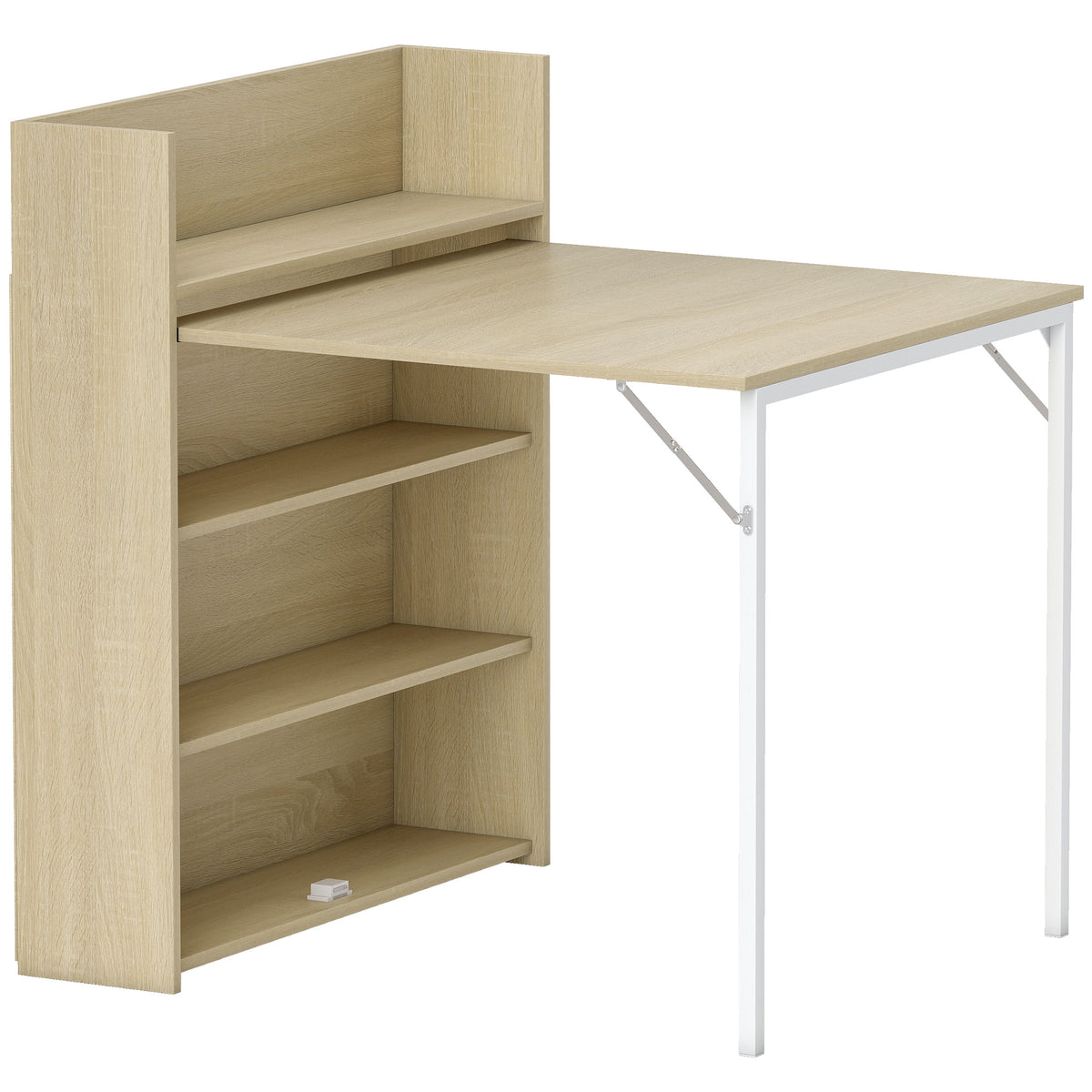 Foldable Dining Table with Shelf, Industrial Design, Space-Saving, For Small Spaces, 78.5 x 91 x 93 cm, Oak