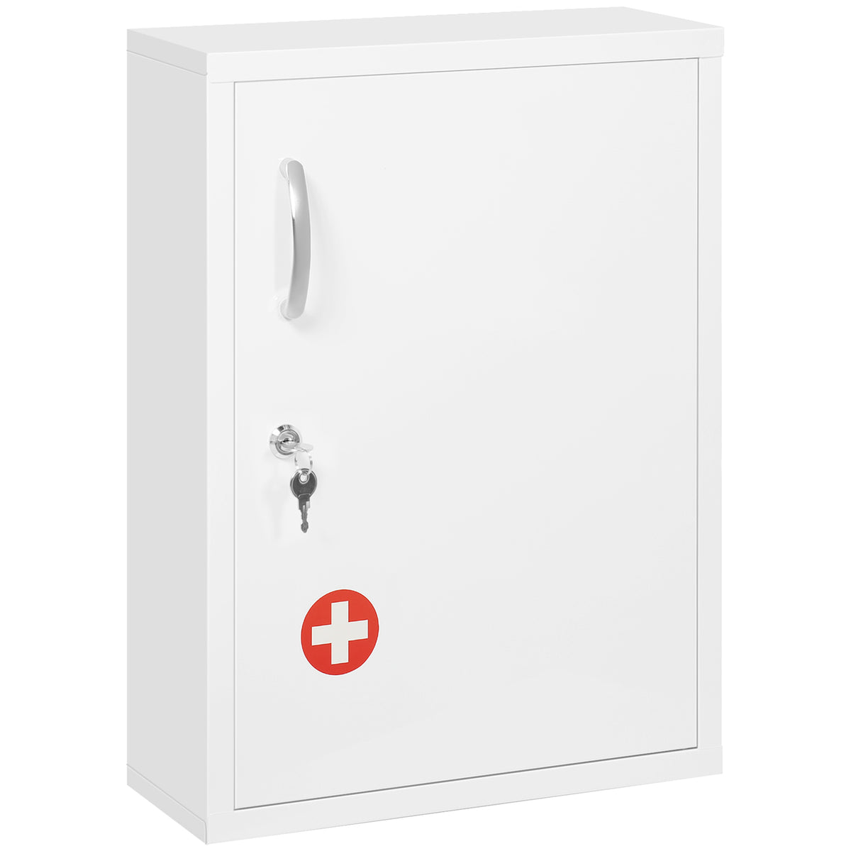 Medicine cabinet, 3 compartments, lockable, with prescription slot, sturdy steel housing, white, 40 x 15 x 53.5