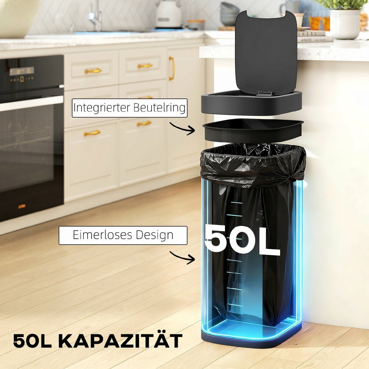 50L sensor trash can, touchless kitchen waste bin with motion sensor, fingerprint-resistant (5)