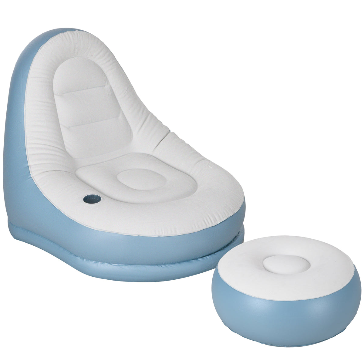 Inflatable armchair, air chair, outdoor armchair, 125 x 100 x 87 cm, white + blue