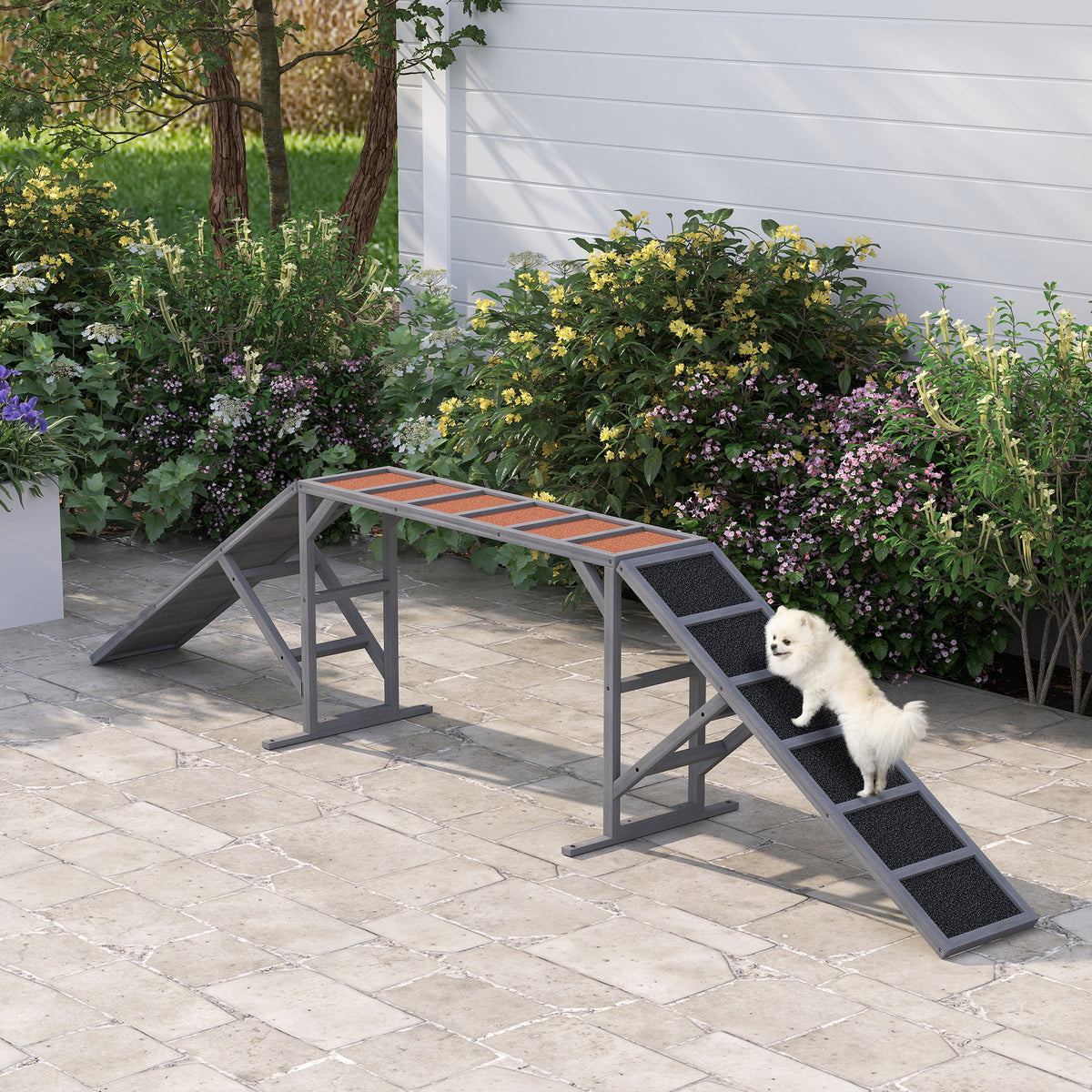 Dog agility dog walk with safety bar, non-slip surface, weather-resistant, agility equipment up to 40 kg (2)