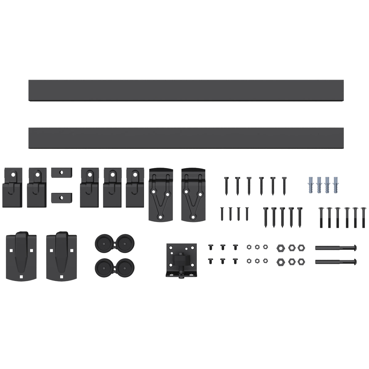 Heavy Duty Sliding Door Hardware Kit 183 cm Black for Single Doors
