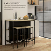 Bar set, 2 bar stools & 1 bar table, stain-resistant, stable, steel frame, black/oak (6)