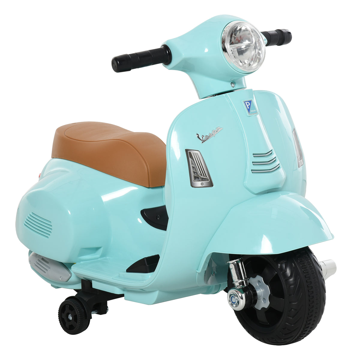 Electric Motorcycle for Kids VESPA 6V Electric Motorcycle with Training Wheels, Headlights, Kids' Motorcycle
