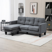 L-shaped corner sofa, reversible chaise longue, upholstered sofa, dark grey (10)