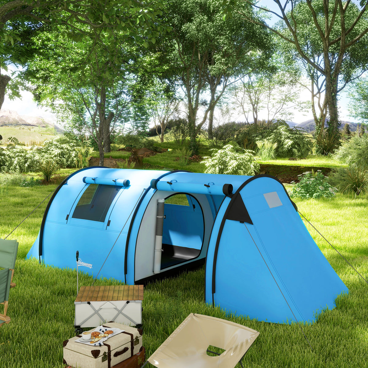 Camping tent for 3-4 people, stable, waterproof family tent with bedroom and living room, 3000mm water column (2)