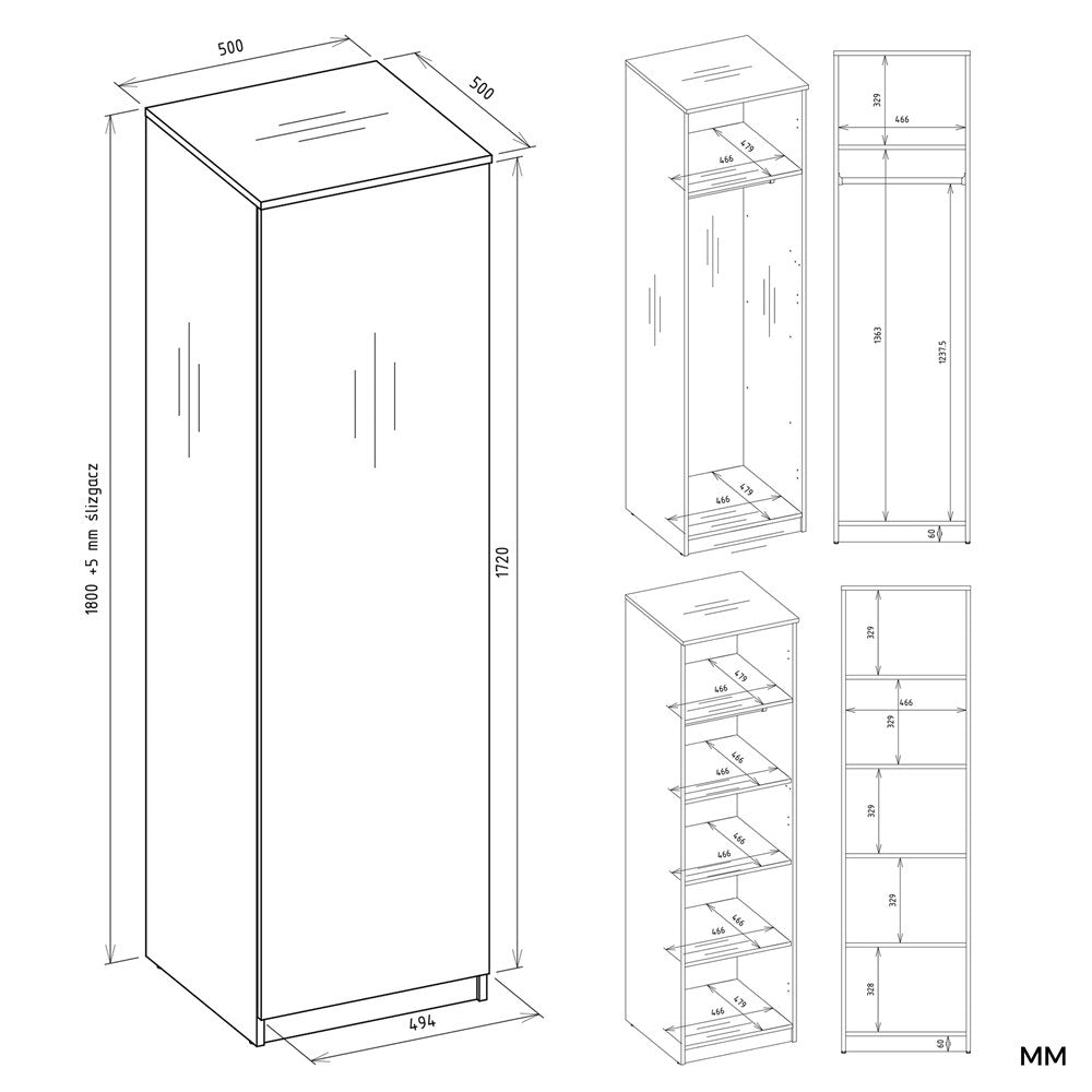Kleiderschrank Malwa SD-50 WEISS – Produktabbildung 10
