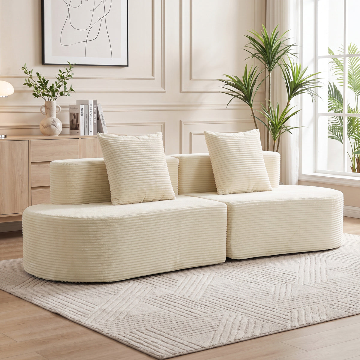 3-seater sofa, modular cloud sofa without a solid frame, wide & deep seat, spring cushioning, corduroy cover (2)
