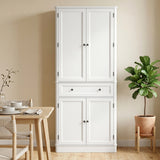 Kitchen cabinet with 4 doors, drawer and adjustable shelves for kitchen, 80 x 39.5 x 186.4 cm white (8)
