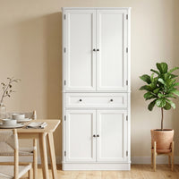 Kitchen cabinet with 4 doors, drawer and adjustable shelves for kitchen, 80 x 39.5 x 186.4 cm white (8)