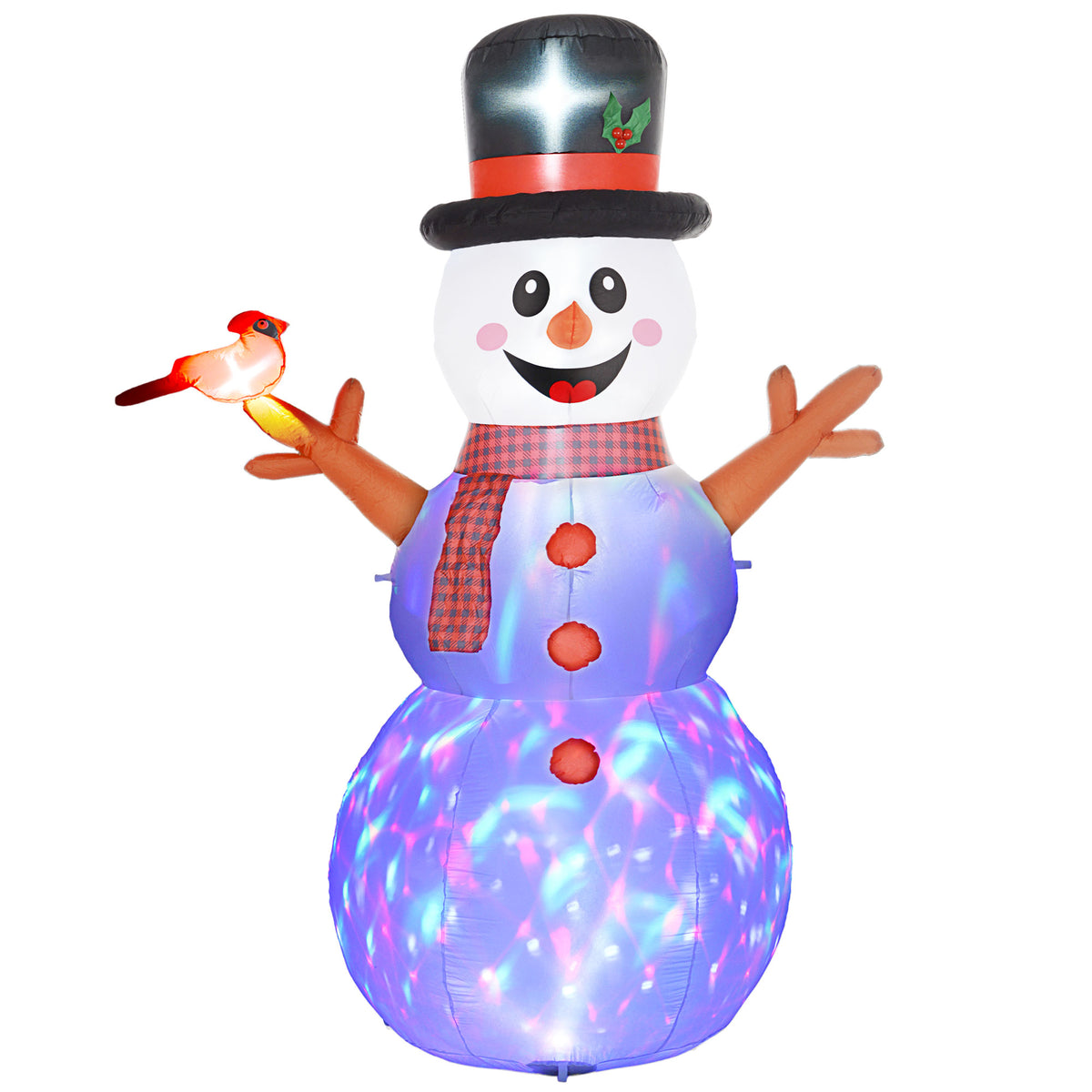 Large snowman, 2.40 m, Christmas decoration, with LEDs, self-inflating, polyester