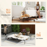 Outdoor Dog Cot, Elevated Dog Bed for Large Dogs, with Steel Frame, Breathable Mesh Fabric, 152x94x23 cm, Beige (6)
