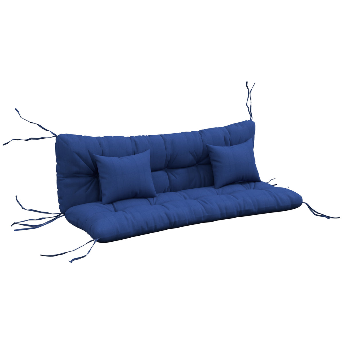 Set of 4 seat cushions, 150x50 cm, water-repellent chair cushions with ties, 10 cm thick, navy blue