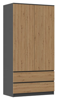 Kleiderschrank Malwa SS-90 ANTHRAZIT ARTISAN – Produktabbildung 3