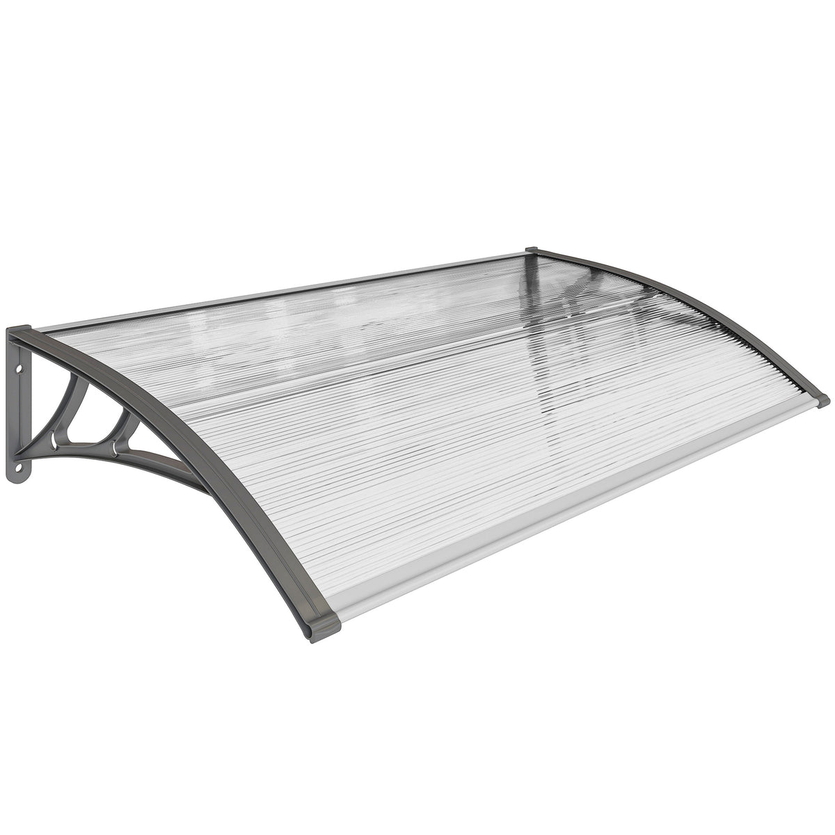 Door canopy, protection from rain, wind and hail, polycarbonate, aluminium connecting bars, 110 x 60 x 18 cm
