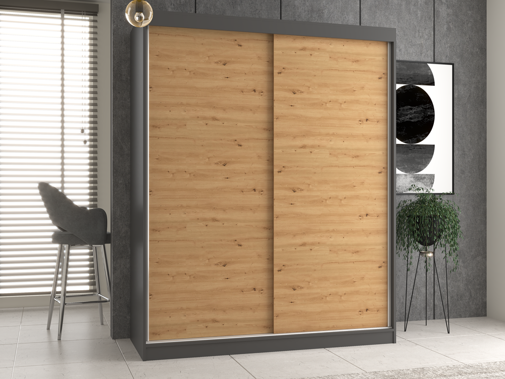 Kleiderschrank Iga 160/B ANTHRAZIT ARTISAN – Produktabbildung 2