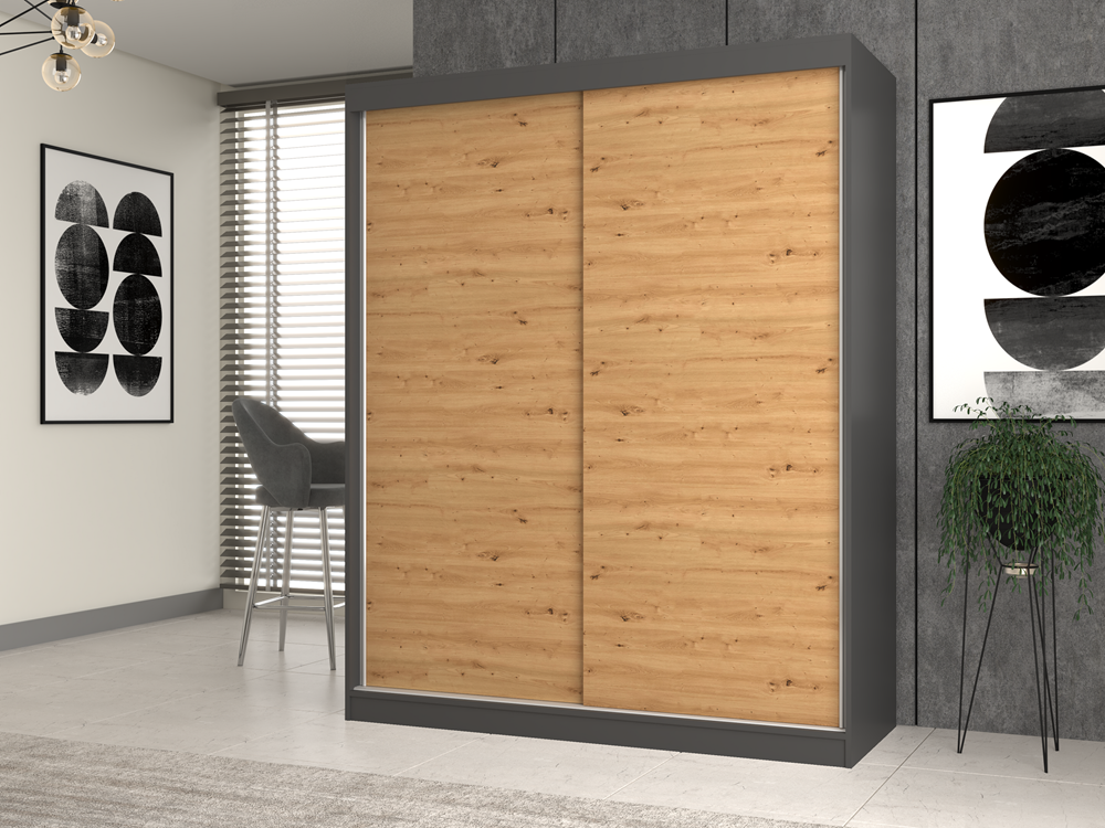 Kleiderschrank Iga 160/B ANTHRAZIT ARTISAN – Produktabbildung 3