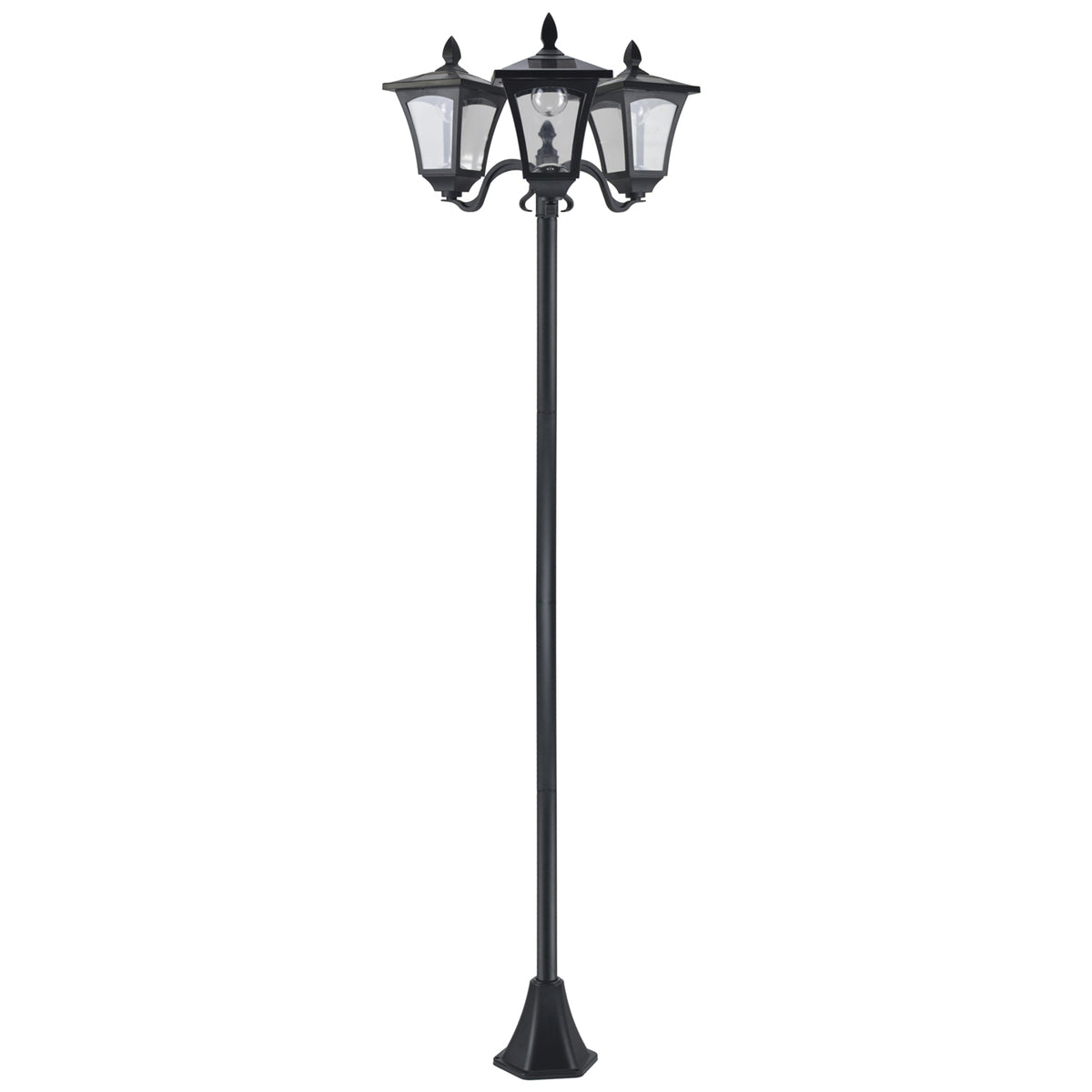 Solar garden lantern with 3-flame lantern post made of stainless steel, solar lantern with 120 lumen LED