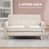 Two-seater sofa, comfortable, 134x71x82 cm, beige (4)