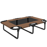 Foldable elevated dog bed pet bed, outdoor dog cot with mesh design coffee Oxford 75 x 51 x 18 cm