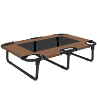 Foldable elevated dog bed pet bed, outdoor dog cot with mesh design coffee Oxford 75 x 51 x 18 cm