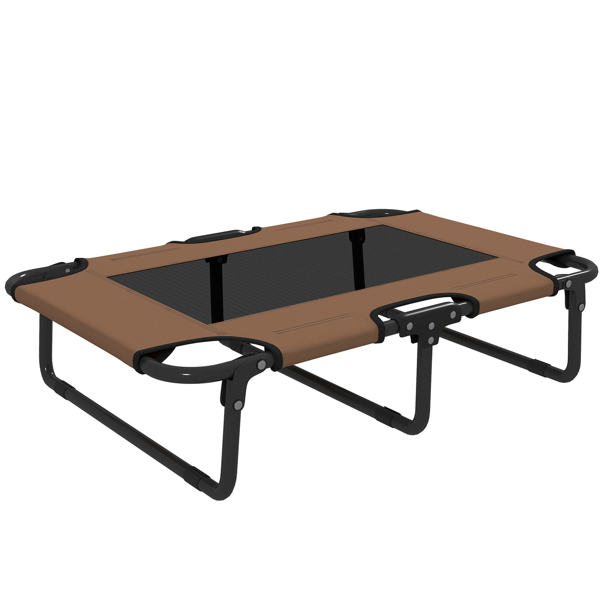 Foldable elevated dog bed pet bed, outdoor dog cot with mesh design coffee Oxford 75 x 51 x 18 cm