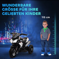 Electric ride-on motorcycle for kids, lights & sounds, 3 km/h, rechargeable, plastic & metal, black/white (7)