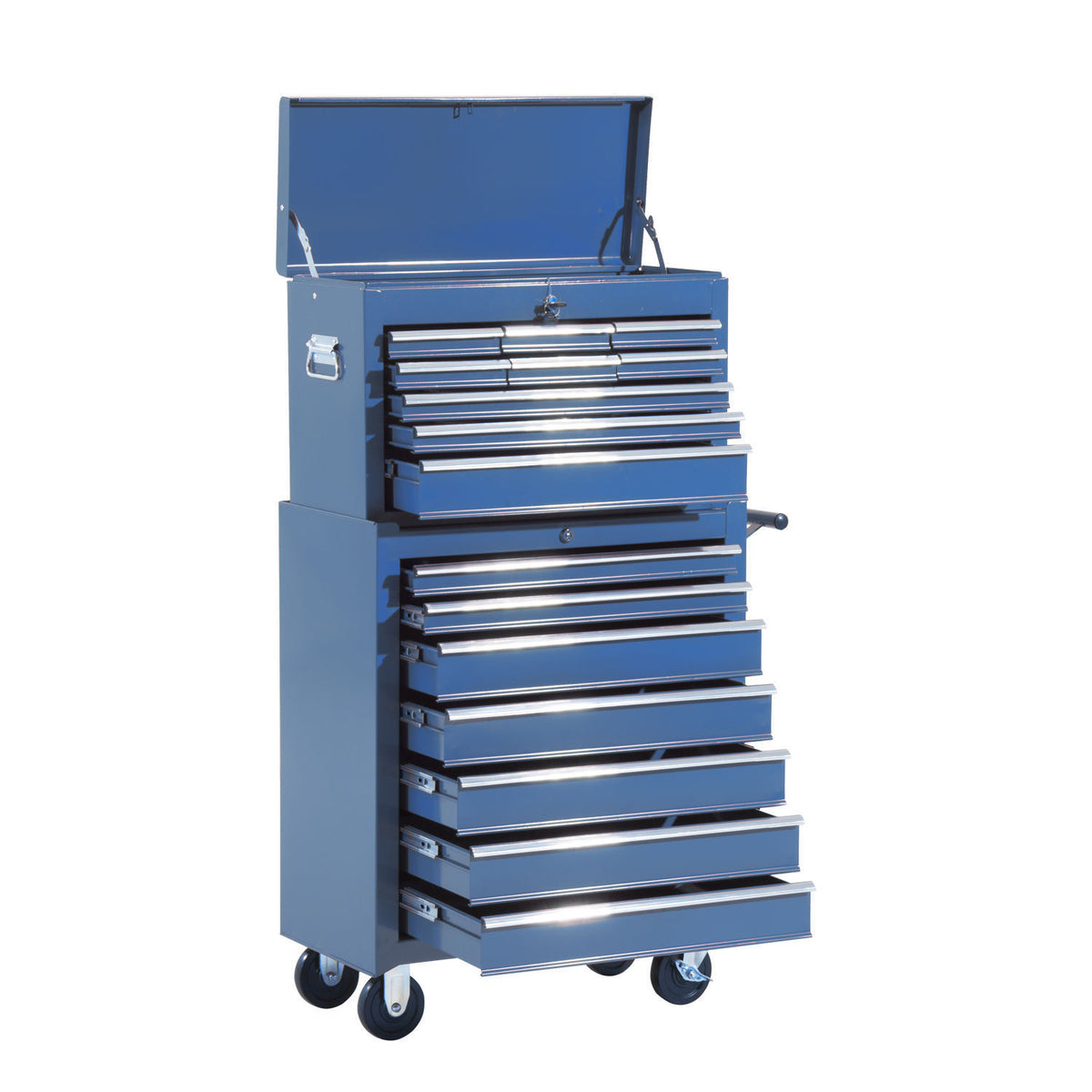 Workshop trolley with tool box, lockable empty tool trolley with drawers, tool compartment, keys and anti-slip
