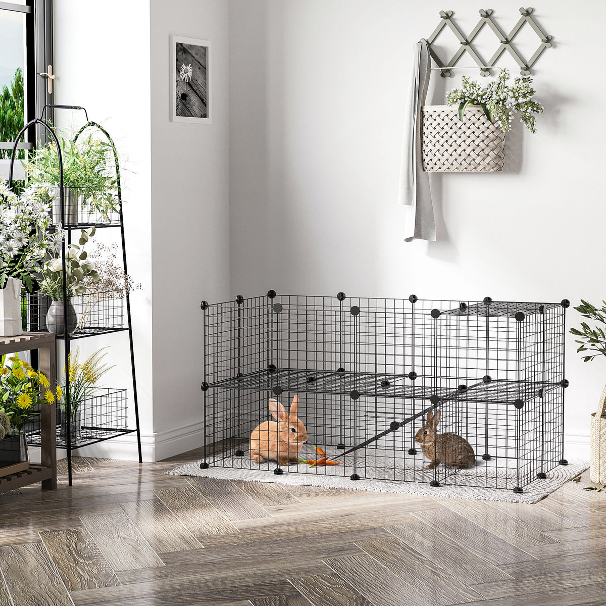 Outdoor enclosure, playpen, exercise pen with 36 panels, small animal enclosure for small pets, guinea pigs (2)