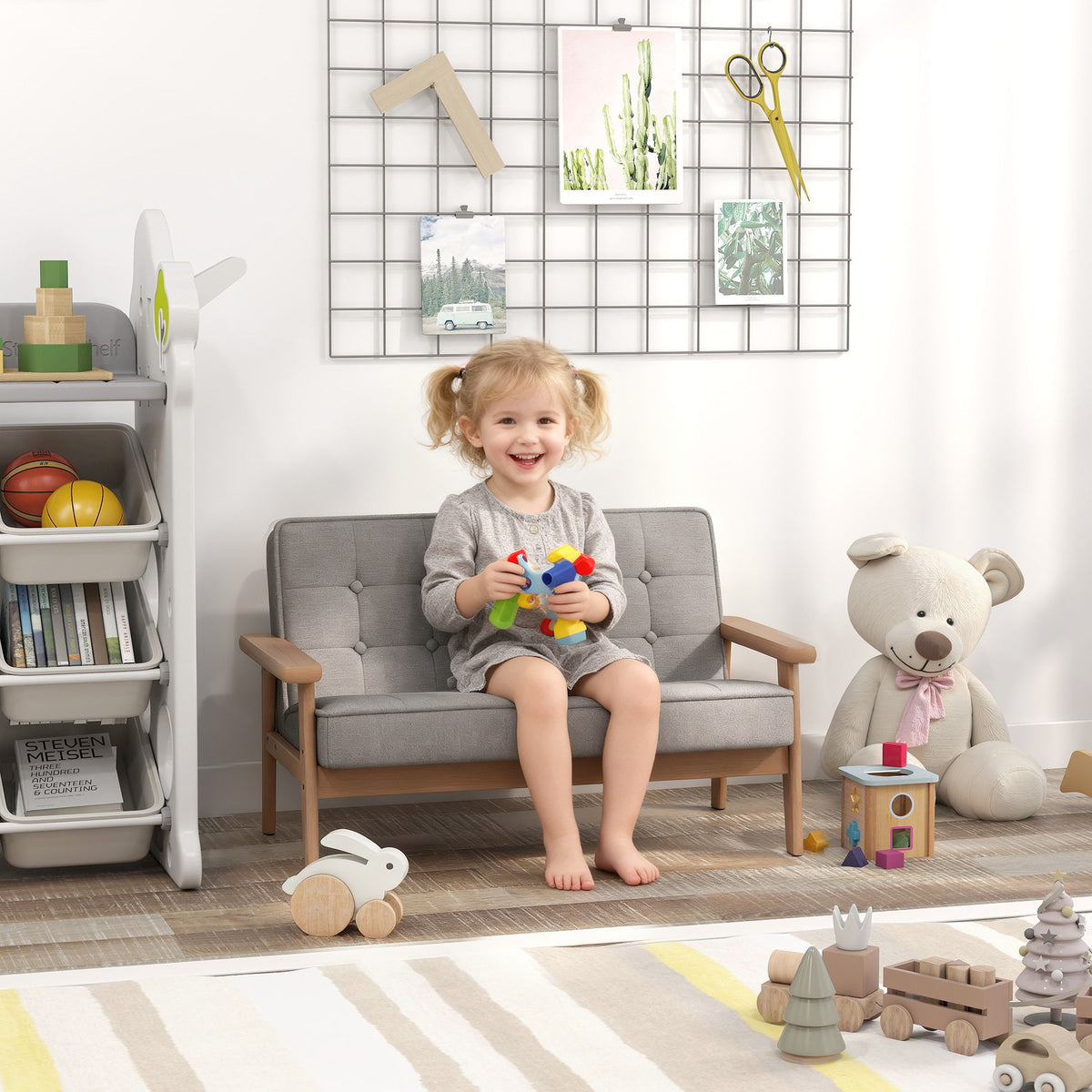 Children's armchair, children's sofa with wooden frame, velvet look, upholstered, for children aged 3-8 years (2)