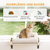 Cat house with mount for windowsills and radiators, cushion, wooden frame, white (8)